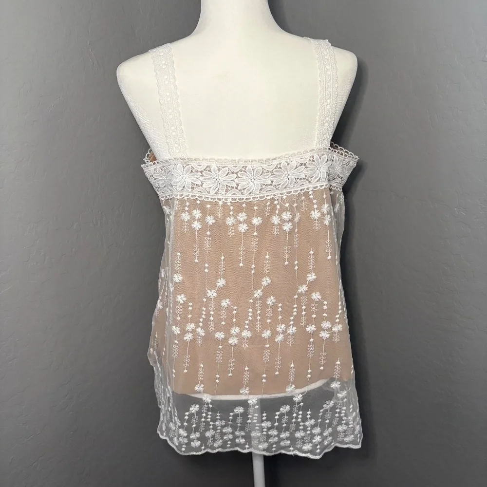 NWT New Fashion White Lace Tank Top Size Large - Picture 2 of 9